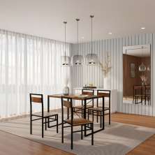 Conjunto de Mesa Welcome com 4 Cadeiras Preto e Ipê