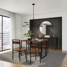 Conjunto de Mesa Whinmsical com 4 Cadeiras Preto e Ipê