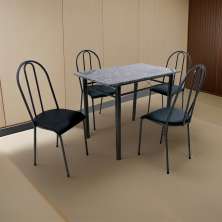 Conjunto de Mesa com 4 Cadeiras Phily Preto