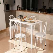 Conjunto de Mesa de Cozinha com 4 Lugares Brisano Branco
