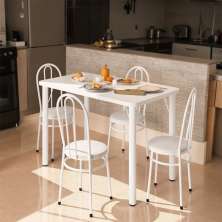 Conjunto de Mesa de Cozinha com 4 Lugares Nápole Branco