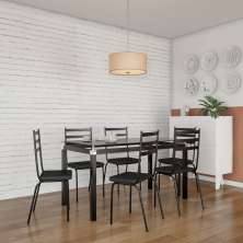 Conjunto de Mesa de Cozinha com 6 Lugares Bulbine Preto