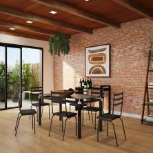 Conjunto de Mesa de Cozinha com 6 Lugares Margarida Preto