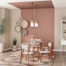 Conjunto de Mesa de Jantar Adele com Tampo de Vidro Off White e 4 Cadeiras Pé Palito Tóquio Branco
