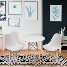 Conjunto de Mesa de Jantar com 2 Cadeiras Eames Branco 
