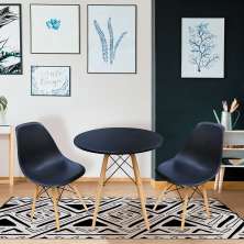 Conjunto de Mesa de Jantar com 2 Cadeiras Eames Preto 