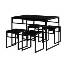 Conjunto de Mesa de Jantar com 4 Bancos Wooden Ônix e Preto