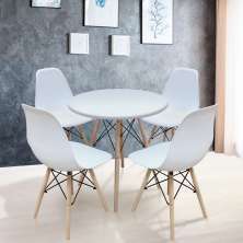 Conjunto de Mesa de Jantar com 4 Cadeiras Eames Branco 