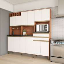Cozinha Compacta Douro 12 Portas 2 Gavetas Castanho e Branco