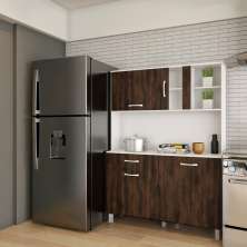 Cozinha Compacta Linz 4 Portas 1 Gaveta Branco e Carvalho