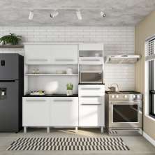 Cozinha Compacta Magnífica 6 Portas 2 Gavetas Branco