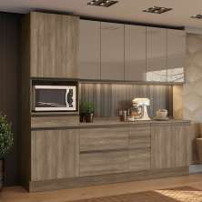 Cozinha Compacta Maxxi 12 Portas 5 Gavetas Nogal