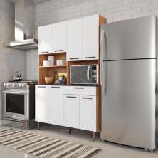 Cozinha Compacta Noir 8 Portas 1 Gaveta Castanho e Branca