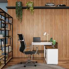 Escrivaninha  Ômega Office Branca e Amêndoa