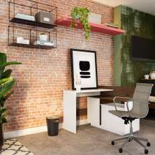 Escrivaninha Phi Office Branca e Amêndoa