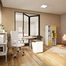 Escrivaninha Tau Office Branca e Amêndoa