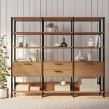 Estante Emilion 2 PT 2 GV Freijó e Preta 216 cm