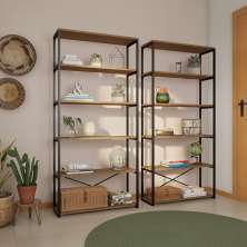 Estante Industrial Stratford Carvalho e Preta 90 cm