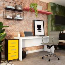 Gaveteiro Agostino Flex Color 3 GV Preto e Amarelo