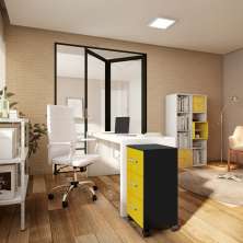 Gaveteiro Ankha Flex Color 3 GV Preto e Amarelo