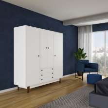 Guarda-Roupa Casal Agostinho 4 Portas 3 Gavetas Branco