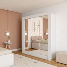 Guarda-Roupa Casal Barcelos 3 Portas 2 Gavetas com 3 Espelhos Branco