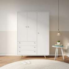 Guarda-Roupa Casal Betim 3 Portas 3 Gavetas Rustik Branco Acetinado