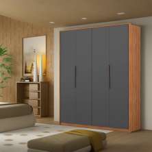 Guarda-Roupa Casal Boston 4 Portas 3 Gavetas Amendola e Grafito
