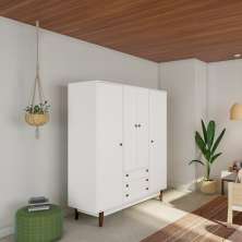 Guarda-Roupa Casal Goiana 4 Portas 3 Gavetas Branco