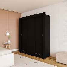 Guarda-Roupa Casal Laís 3 Portas 2 Gavetas Preto