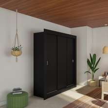 Guarda-Roupa Casal Laila 3 Portas 2 Gavetas Preto
