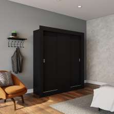 Guarda-Roupa Casal Lana 3 Portas 2 Gavetas Preto