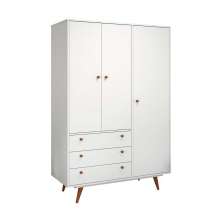 Guarda-Roupa Casal Retrô Plus 3 Portas 3 Gavetas Branco Acetinado