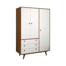 Guarda-Roupa Casal Retrô Plus 3 Portas 3 Gavetas Rustik Carvalho e Branco