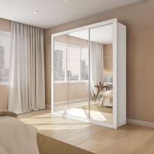 Guarda-Roupa Casal Rita Gold 3 Portas 4 Gavetas Branco