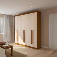 Guarda-Roupa Casal Santana 6 Portas Imbuia e Off White