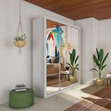 Guarda-Roupa Casal Sara Gold 3 Portas 4 Gavetas Branco