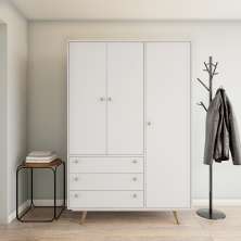 Guarda-Roupa Casal Thomé 3 Portas 3 Gavetas Branco Acetinado