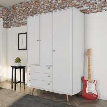 Guarda-Roupa Casal Ubá 3 Portas 3 Gavetas Branco Acetinado