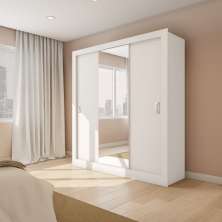 Guarda-Roupa Casal com Espelho Aracatu 3 Portas 4 Gavetas Branco