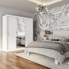 Guarda-Roupa Casal com Espelho Cachoreira 3 Portas 4 Gavetas Branco