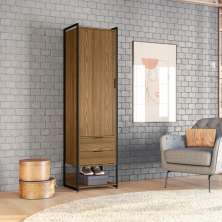 Guarda-Roupa Closet Industrial Mital 1 Porta 2 Gavetas Conhaque e Preto