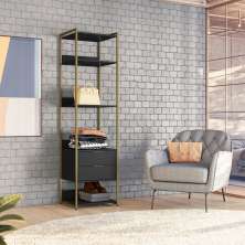 Guarda-Roupa Closet Industrial Mital 2 Gavetas Preto e Dourado 54 cm