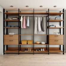 Guarda-Roupa Closet Modulado Cannes 4 Gavetas Freijó e Preto