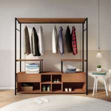 Guarda-Roupa Closet Modulado Jaén Casal 2 Gavetas Madeira e Preto