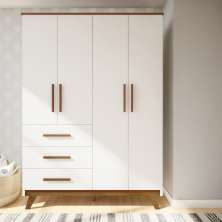 Guarda-Roupa Infantil Kingston II 4 Portas 3 Gavetas Branco e Carvalho