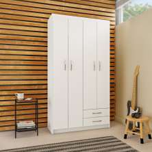 Guarda-Roupa Solteiro Bangkok 4 Portas 2 Gavetas Branco