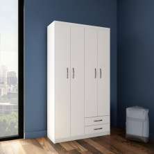Guarda-Roupa Solteiro Genebra 4 Portas 2 Gavetas Branco