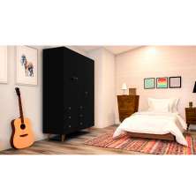 Guarda-Roupa Solteiro Jolie 3 Portas 3 Gavetas Preto