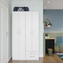 Guarda-Roupa Solteiro Melbourne 4 Portas 2 Gavetas Branco
